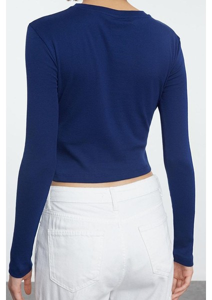 Stil Kadın Baskılı Kısa Fitted Vücuda Oturan Bluz Crop Örme Slim Kalıp indirimleri