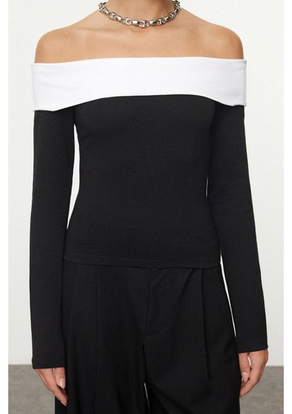 Stil Kadın -Beyaz Pamuklu Kısa Bluz Crop Örme Slim Kalıp Düşük Kol modelleri