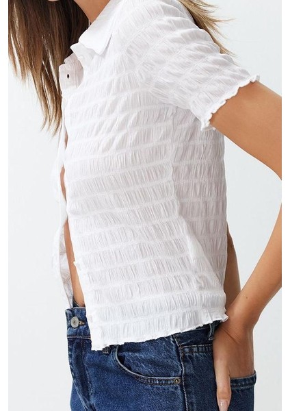 Stil Kadın Dokulu Fitted Vücuda Oturan Kollu Esnek Bluz Crop Örme Slim Kalıp fiyatları