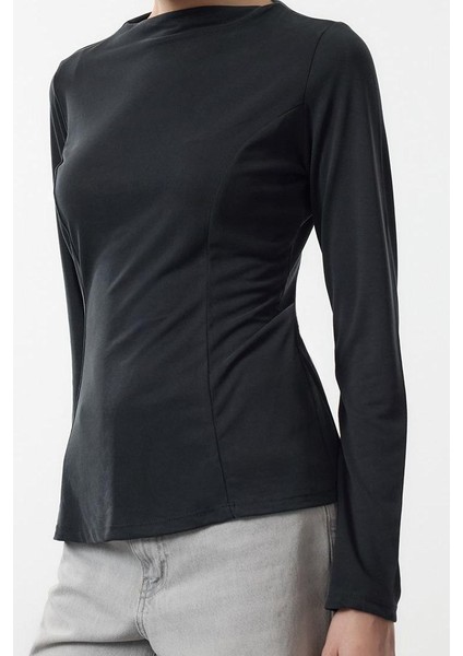 Stil Kadın Care Collection Modal Nervürlü Normal Kalıp Bluz Regular Örme Slim Fit Kalıp