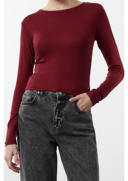 Kadın Moda Şık Crop Bisiklet Yaka Slim Kalıp Örme Ikili Paket Kısa Fitted Vücuda Oturan Bluz fırsatları
