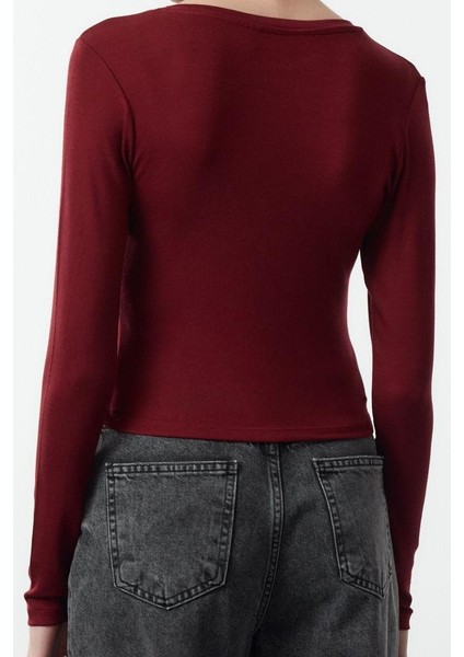 Kadın Moda Şık Crop Bisiklet Yaka Slim Kalıp Örme Ikili Paket Kısa Fitted Vücuda Oturan Bluz indirimleri