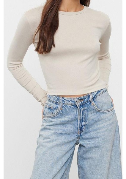 Stil Kadın Viskon Esnek Bluz Crop Örme Slim Kalıp fiyatları