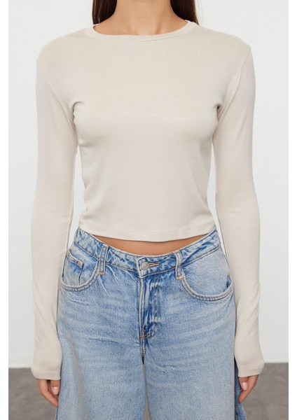 Stil Kadın Viskon Esnek Bluz Crop Örme Slim Kalıp modelleri