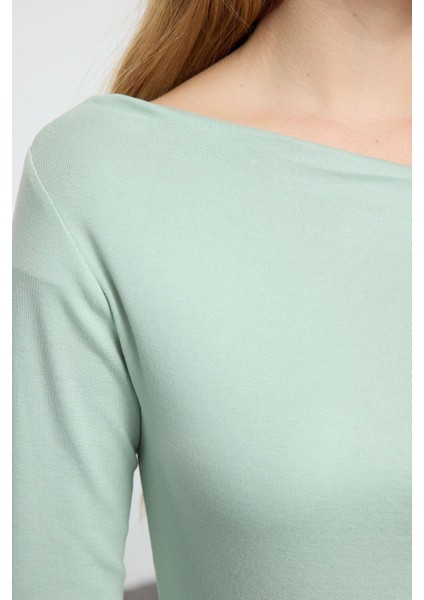 Stil Kadın Düz Yumuşak Kumaşlı Fitted Vücuda Oturan Bluz Regular Örme Slim Kalıp Düşük Kol fırsatları