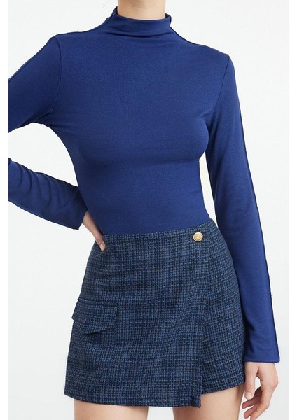 Stil Kadın Fitted Vücuda Oturan Viskoz Yumuşak Kumaşlı Kollu Bluz Regular Örme Slim Kalıp