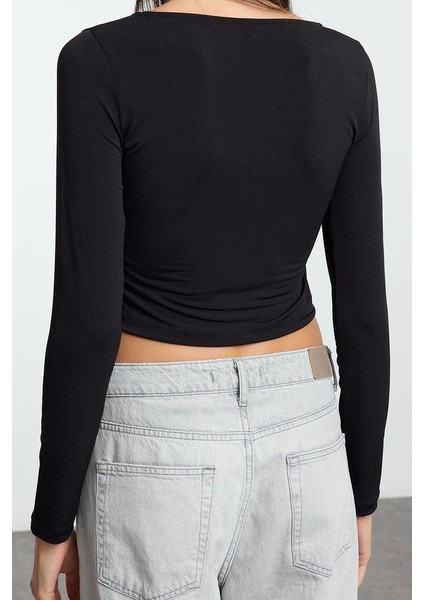 Stil Kadın Fitted Vücuda Oturan Gül Detaylı Esnek Bluz Regular Örme Slim Kalıp fırsatları