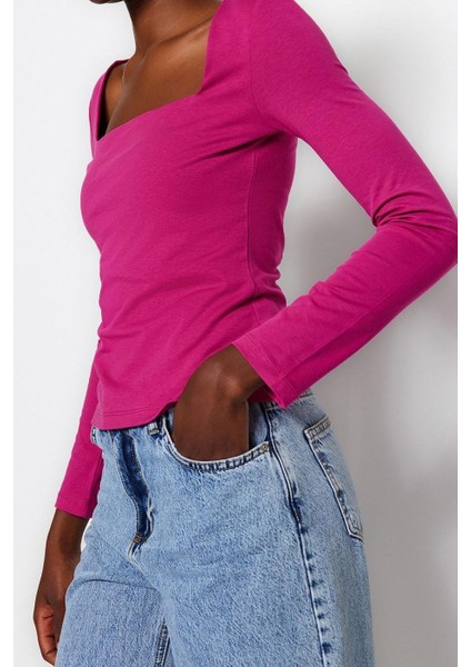 Stil Kadın Pamuklu Esnek Fitted Vücuda Oturan Bluz Regular Örme Slim Kalıp fiyatları