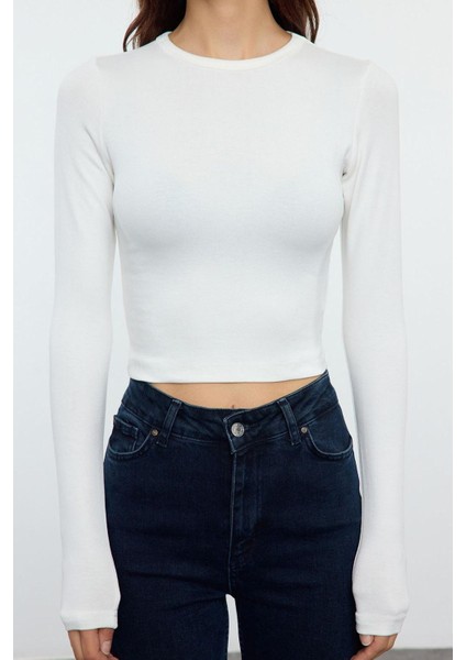 Stil Kadın Viskoz Yumuşak Kumaşlı Fitted Esnek Bluz Crop Örme Slim Kalıp modelleri