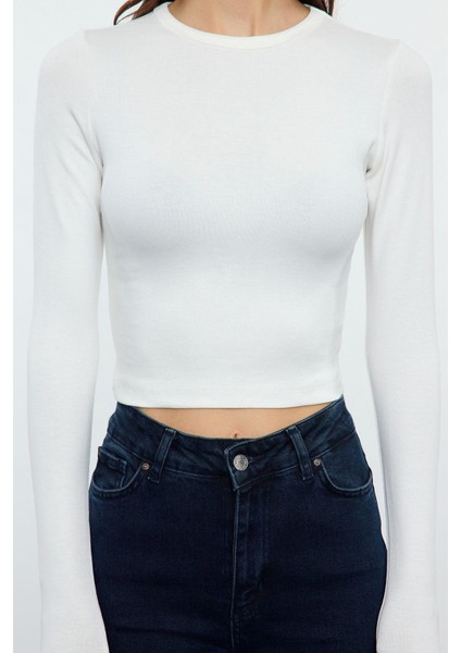Stil Kadın Viskoz Yumuşak Kumaşlı Fitted Esnek Bluz Crop Örme Slim Kalıp fırsatları