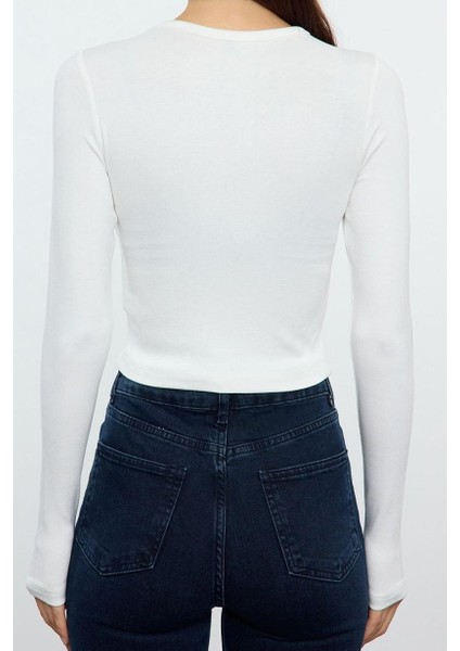 Stil Kadın Viskoz Yumuşak Kumaşlı Fitted Esnek Bluz Crop Örme Slim Kalıp indirimleri