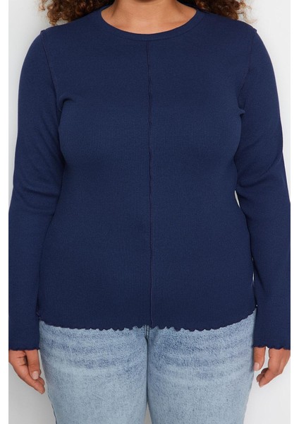 Stil Kadın Fitilli Bluz Crop Örme Fitted Kalıp Büyük Beden modelleri