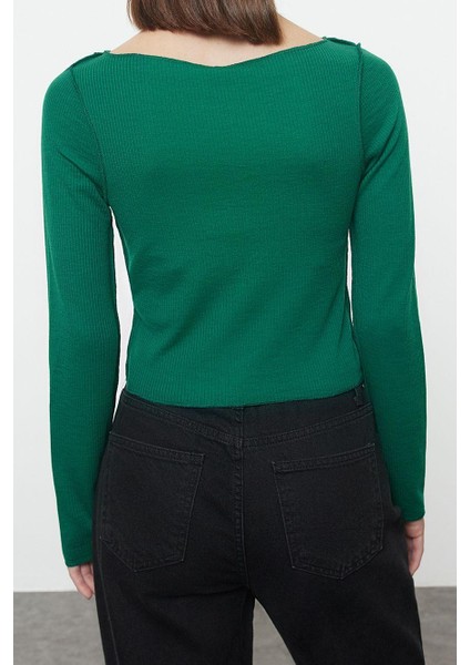 Stil Kadın Dikiş Detaylı Carmen Yaka Fitted Vücuda Oturan Fitilli Bluz Regular Slim Kalıp Düşük Kol indirimleri