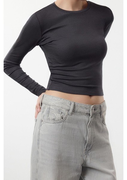 Stil Kadın Viskon Esnek Bluz Crop Örme Slim Kalıp fiyatları
