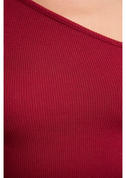 Stil Kadın Fitted Vücuda Oturan Omzu Açık Fitilli Bluz Crop Örme Slim Kalıp Düşük Kol fiyatları