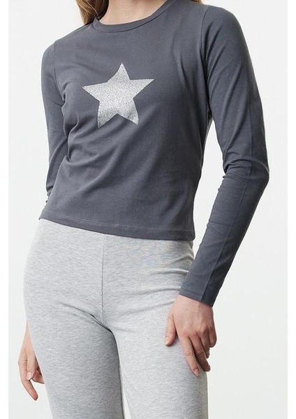 Stil Kadın Fitted Vücuda Oturan Baskılı Pamuklu Esnek Bluz Crop Örme Slim Kalıp fiyatları