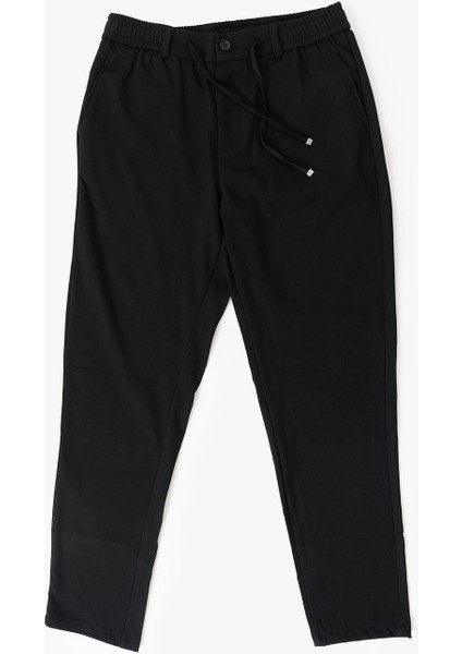 Erkek Siyah Yandan Cepli Bağcıklı Beli Lastikli Kemerli 969 Jogger Pantolon