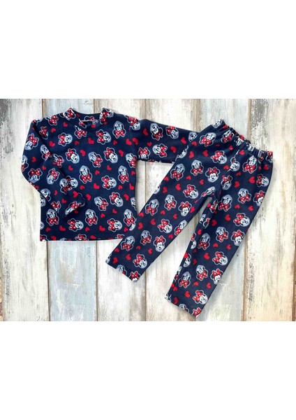 Kız Çocuk Polar Mavi Renk Pijama Takimi