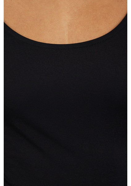 Kadın Moda Şık Üst Giyim Regular Havuz Yaka Slim Kalıp Örme Fitted Vücuda Oturan Esnek Bluz indirimleri