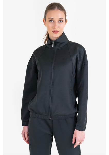 Siyah Kadın Fermuarlı Sweatshirt 23N-2124