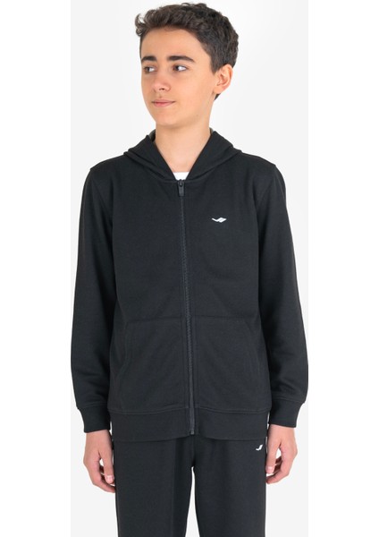 Siyah Çocuk Fermuarlı Kapüşonlu Sweatshirt 23S-3226-23N