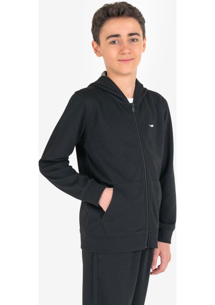 Siyah Çocuk Fermuarlı Kapüşonlu Sweatshirt 23S-3226-23N fırsatları
