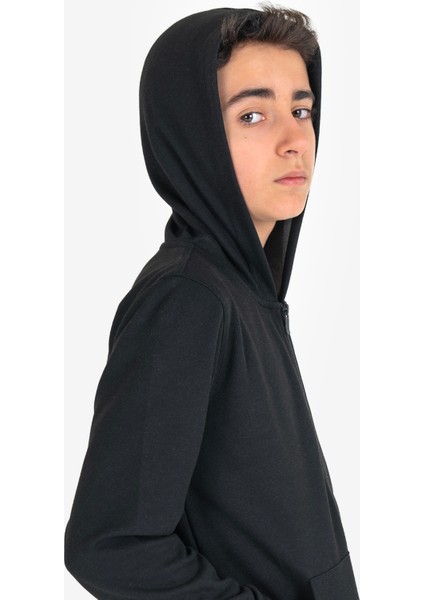Siyah Çocuk Fermuarlı Kapüşonlu Sweatshirt 23S-3226-23N indirimleri