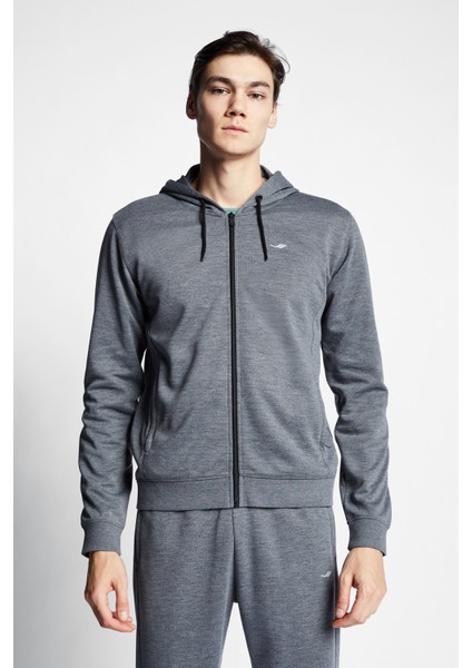 K.gri Melanj Erkek Fermuarlı Kapüşonlu Sweatshirt 23S-1241-23N