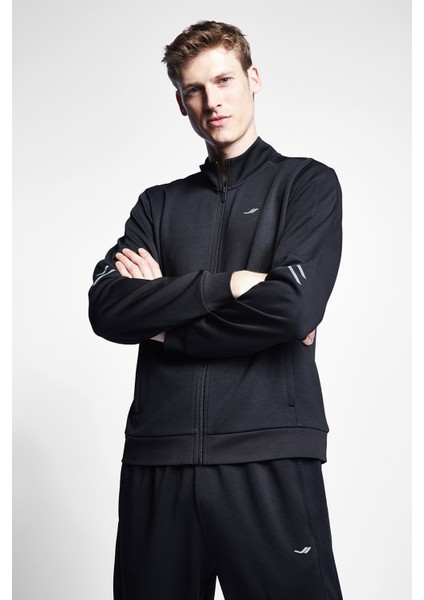 Siyah Erkek Fermuarlı Sweatshirt 23S-1247-23N