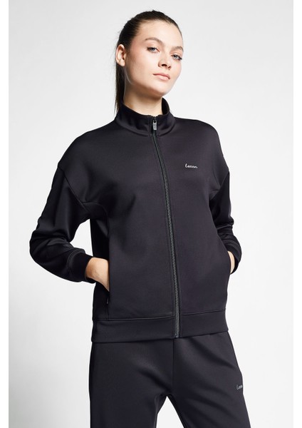 Siyah Kadın Fermuarlı Sweatshirt 24S-2208-24B