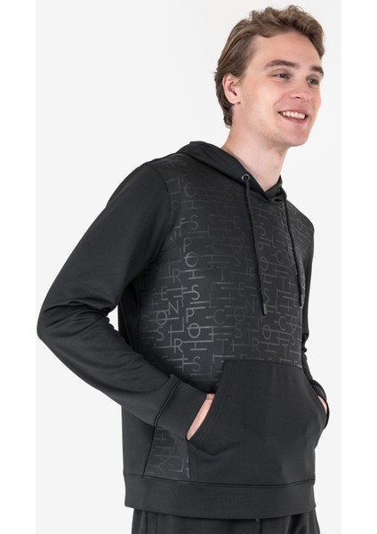 24B-1137-23N Kapsonlu Sweatshırt Erkek Sıyah 24BTES001137-633