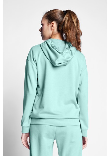 Comfort Fit 23BTBS002118011 Yeşil Kadın Fermuarlı Kapüşonlu Sweatshirt 23B-2118 fırsatları