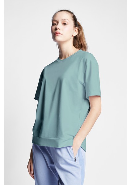 Yeşil Kadın Kısa Kollu T-Shirt 23B-2120