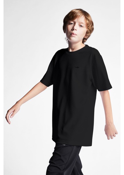 Siyah Çocuk Kısa Kollu T-Shirt 24S-3298-24B