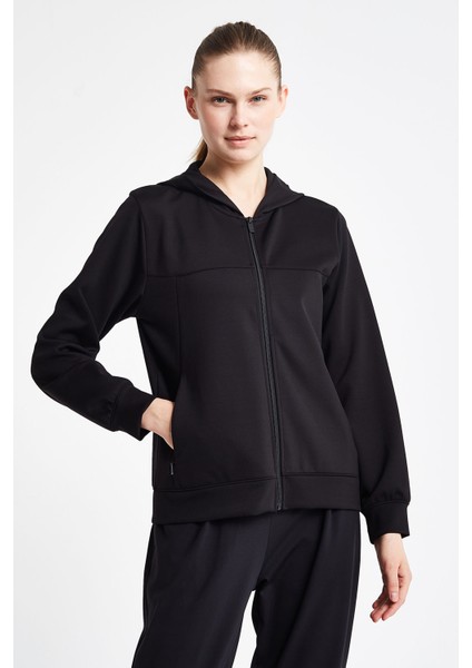 Kadın Fermuarlı Kapüşonlu Sweatshirt 24N-2146
