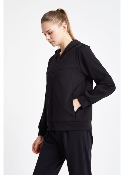 Kadın Fermuarlı Kapüşonlu Sweatshirt 24N-2146