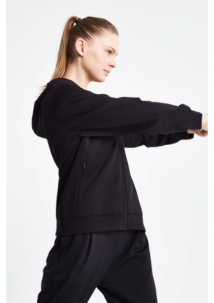 Kadın Fermuarlı Kapüşonlu Sweatshirt 24N-2146