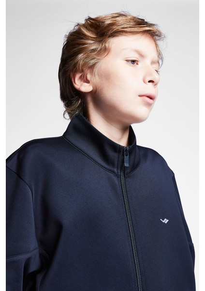 Lacivert Çocuk Fermuarlı Sweatshirt 24S-3249-24B