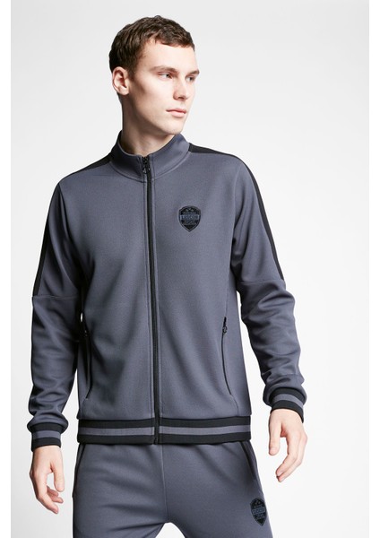 Antrasit Erkek Fermuarlı Sweatshirt 23B-1124