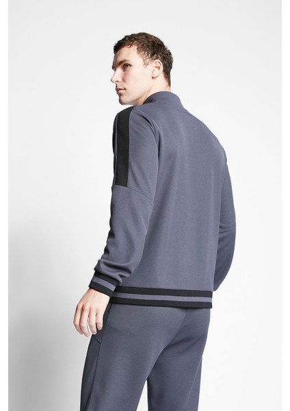 Antrasit Erkek Fermuarlı Sweatshirt 23B-1124