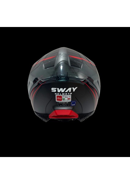 Kask Sway Sw 865 Space Black Red Güneş Gözlüklü