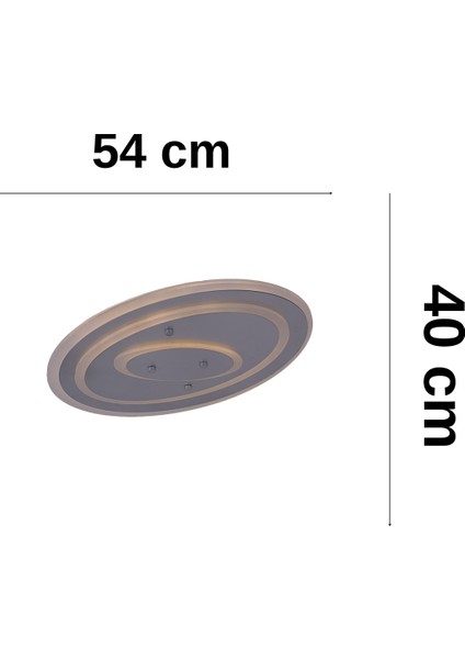 Geo Elips Pleksili 2 Katlı Krom Boyalı 3 Renkli Led Aydınlatmalı Plafonyer Avize