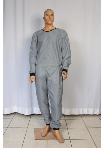 Ribanalı Hasta Bakım Kıyafeti Hasta Tulumu M