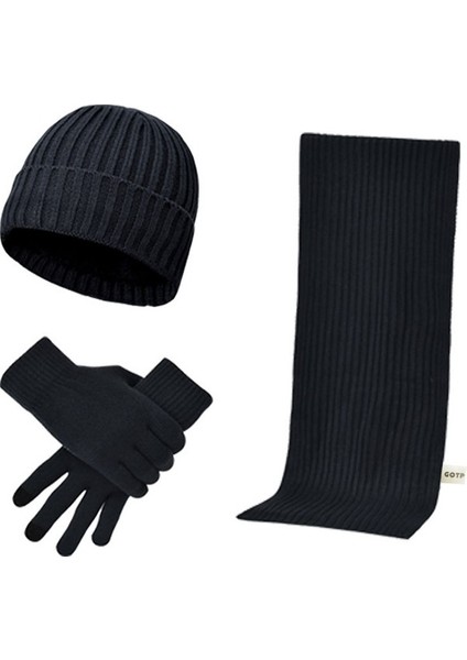 Erkek ve Kadın Kışlık Polar Örme Şapka 3 Parçalı Set (Yurt Dışından)