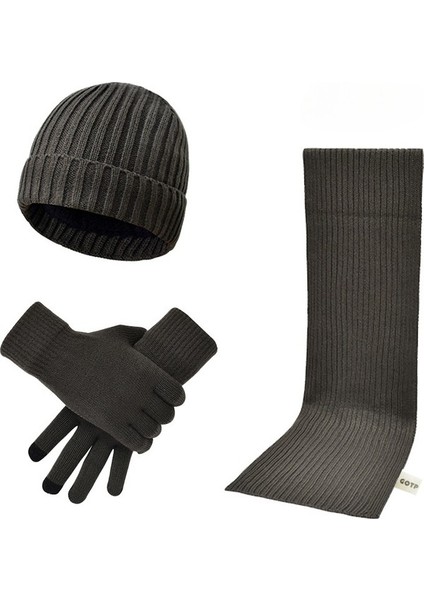 Erkek ve Kadın Kışlık Polar Örme Şapka 3 Parçalı Set (Yurt Dışından)