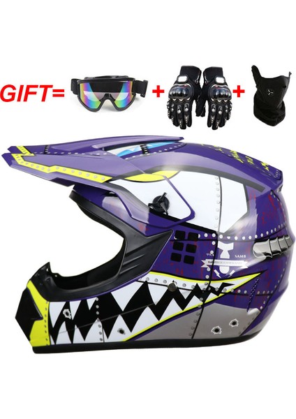 Unisex Yetişkin Motosiklet Kaskı Off-Road Kask Seti (Yurt Dışından)