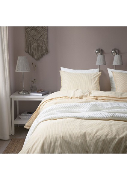 Çift Kişilik Nevresim Seti, Sarı-Beyaz, 240x220/50x60 Cm modelleri