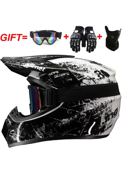 Unisex Yetişkin Motosiklet Kaskı Off-Road Kask Seti (Yurt Dışından)