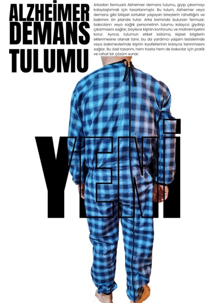 Small Beden Ribanalı Demans Tulumu Hasta Bakım Kıyafet Terletmez Ekose Kumaş %100 Pamuk fiyatları