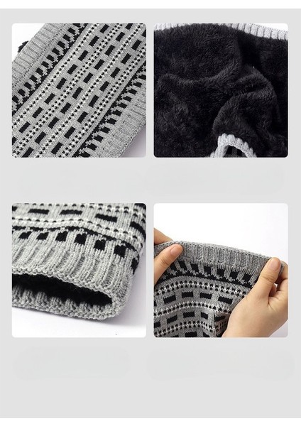 Sonbahar ve Kış Erkek Örme Şapka Üç Parçalı Set (Yurt Dışından) modelleri